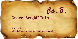 Csere Benjámin névjegykártya